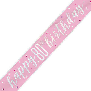 Happy 80th Birthday Glitz Pink Banner