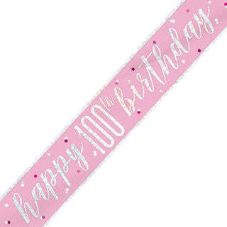 Happy 100th Birthday Glitz Pink Banner