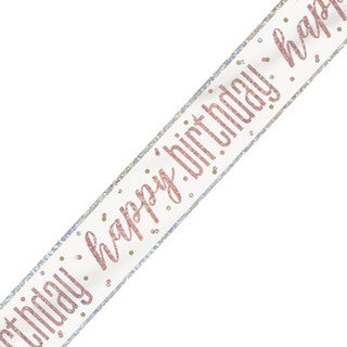 Happy Birthday Glitz Rose Gold Banner