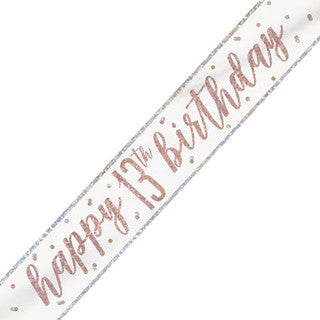 Happy 13th Birthday Glitz Rose Gold Banner