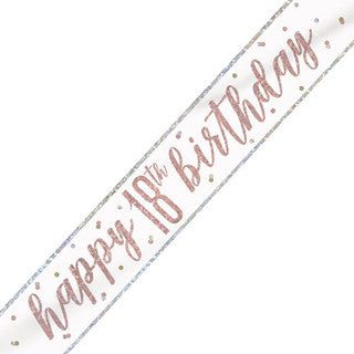 Happy 18th Birthday Glitz Rose Gold Banner