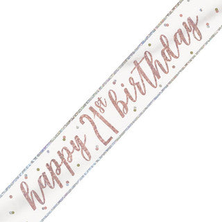 Happy 21st Birthday Glitz Rose Gold Banner