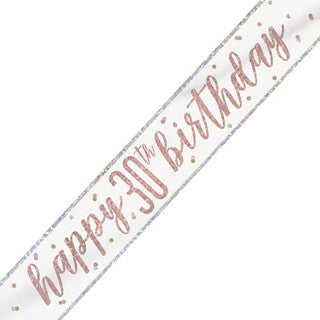 Happy 30th Birthday Glitz Rose Gold Banner