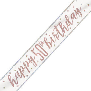Happy 50th Birthday Glitz Rose Gold Banner