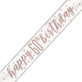 Happy 60th Birthday Glitz Rose Gold Banner