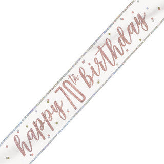 Happy 70th Birthday Glitz Rose Gold Banner