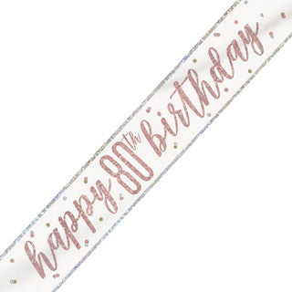 Happy 80th Birthday Glitz Rose Gold Banner