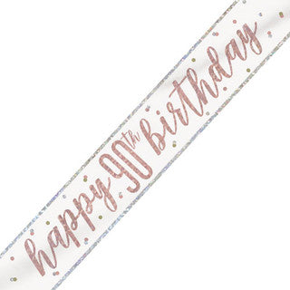 Happy 90th Birthday Glitz Rose Gold Banner