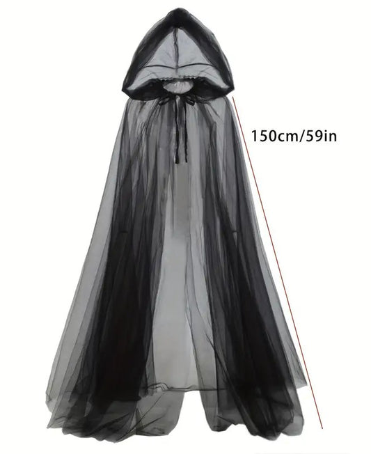 🌟New🌟 Adult Organza Hooded Cape Black 150cm