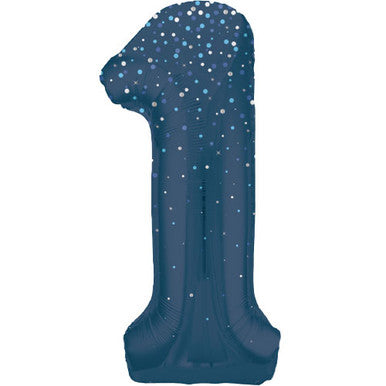 Giant Foil Number Balloon Blue Sparkle