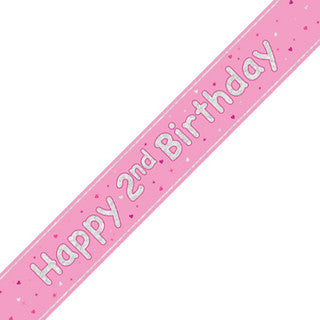 Happy 2nd Birthday Pink Glitz Banner