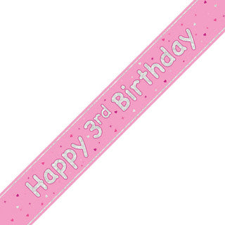 Happy 3rd Birthday Pink Glitz Banner