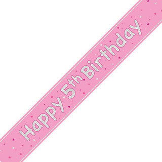 Happy 5th Birthday Pink Glitz Banner