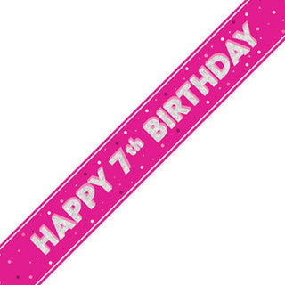 Happy 7th Birthday Pink Glitz Banner