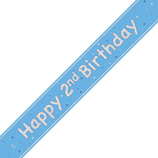 Happy 2nd Birthday Blue Glitz Banner