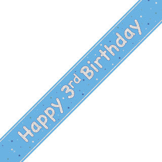 Happy 3rd Birthday Blue Glitz Banner