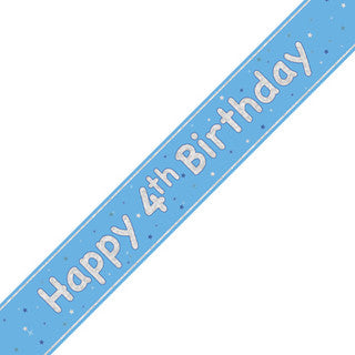 Happy 4th Birthday Blue Glitz Banner