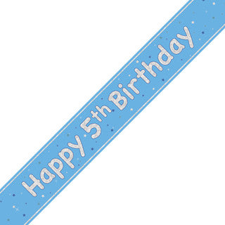 Happy 5th Birthday Blue Glitz Banner