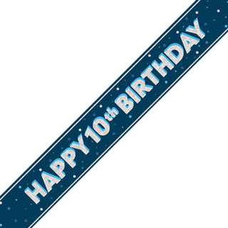 Happy 10th Birthday Blue Glitz Banner