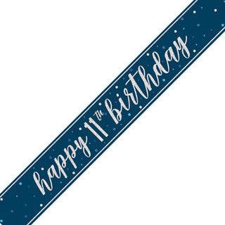 Happy 11th Birthday Blue Glitz Banner