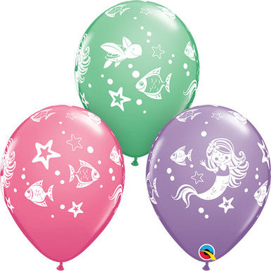 Pinky Mermaid Latex Balloons - 6 Pack