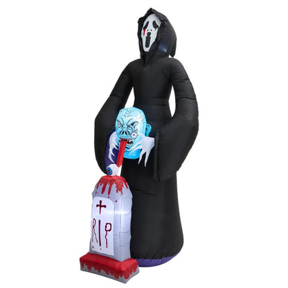 🌟New🌟 Giant 8ft+ Light-up Air-blown Inflatable Grim Reaper and Grave