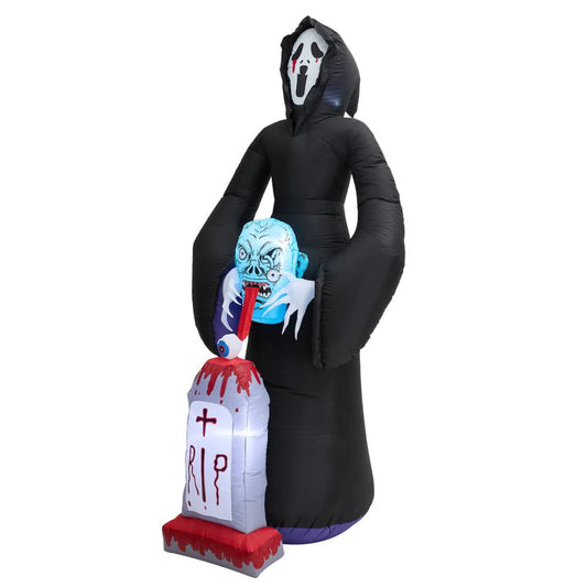 🌟New🌟 Giant 8ft+ Light-up Air-blown Inflatable Grim Reaper and Grave