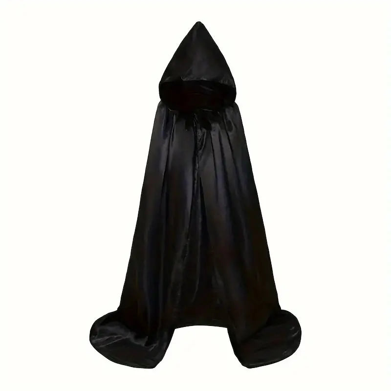 Adult Satin Feel Hooded Cape Black 110cm