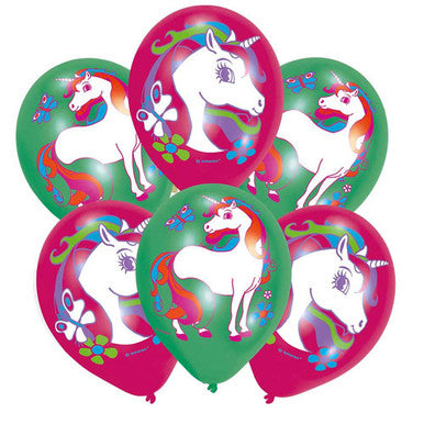 Pretty Unicorn Latex Balloons - 6 Pack