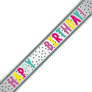 Add an Age Happy Birthday Rainbow Dots Banner
