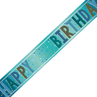 Add an Age Happy Birthday Blue Confetti Banner