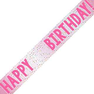Add an Age Happy Birthday Pink Confetti Banner