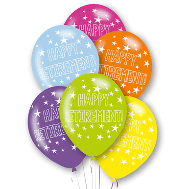 Happy Retirement Bright 11" Latex Balloons 6 Pack