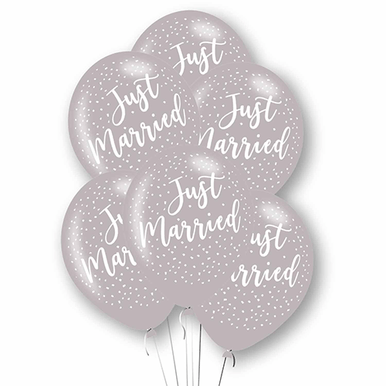 Just Married Silver 11" Latex Balloons 6 Pack