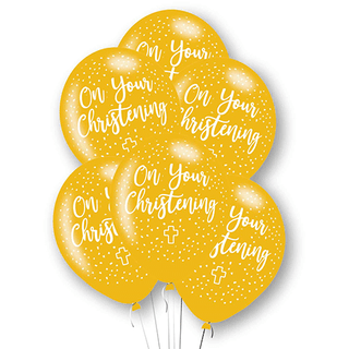 On Your Christening Gold Dots 11" Latex Balloons 6 Pack