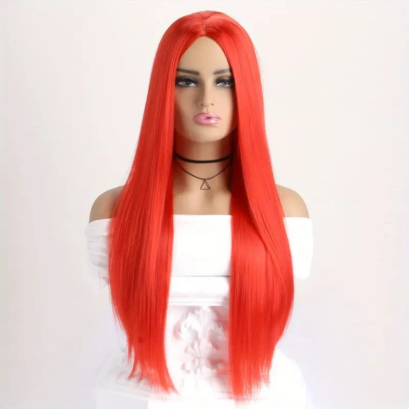 Deluxe Heat Resistant Long Straight Red Wig