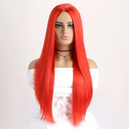 Deluxe Heat Resistant Long Straight Red Wig