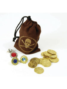 Pirate Coin Bag and Coins
