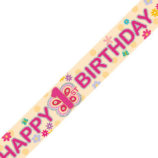 Happy 1st Birthday Butterfly Banner