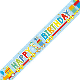 Happy 1st Birthday Toy Train Banner