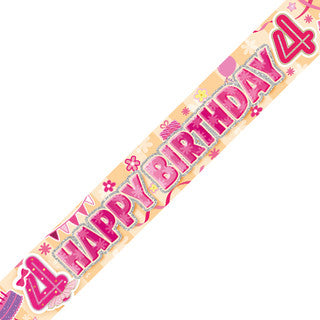 Happy 4th Birthday Ballerina Banner