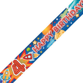 Happy 4th Birthday Space Banner