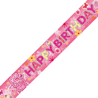 Happy 5th Birthday Pink Party Banner