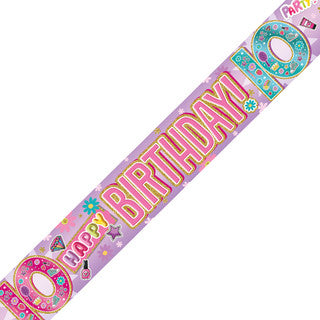 Happy 10th Birthday Girly Stickers Banner
