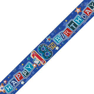 Happy 18th Birthday Blue Presents Banner