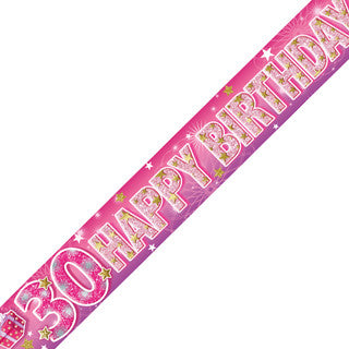 Happy 30th Birthday Pink Sparkle Banner