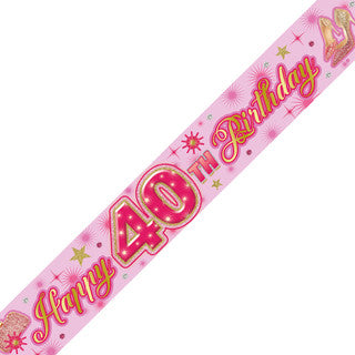 Happy 40th Birthday Pink Glamour Banner