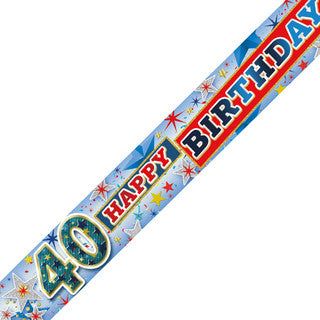 Happy 40th Birthday Blue Stars Banner
