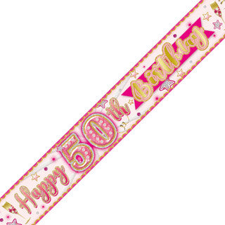 Happy 50th Birthday Pink Celebration Banner