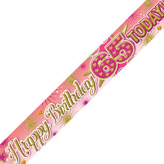 Happy 65th Birthday Pink Celebration Banner
